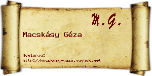 Macskásy Géza névjegykártya