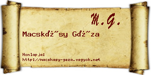 Macskásy Géza névjegykártya