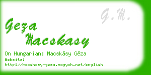 geza macskasy business card