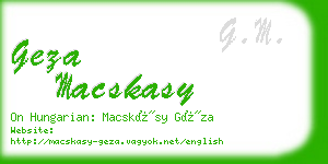 geza macskasy business card